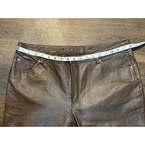 MetroStyle Chocolate Brown Leather Pants Women’s Size 14T Bootcut 36x33.5” - Picture 5 of 9